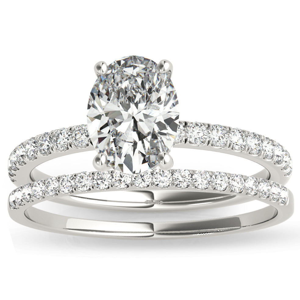 Diamond Engagement Ring & Band in 14k WG; .60 CTW – Inter