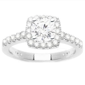 Leslie Square Halo Diamond Engagement Ring in 14K White Gold; 0.80 ctw