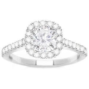 14K Cushion Halo Round Diamond Engagement Ring; Diamond Weight: 1.95 ctw